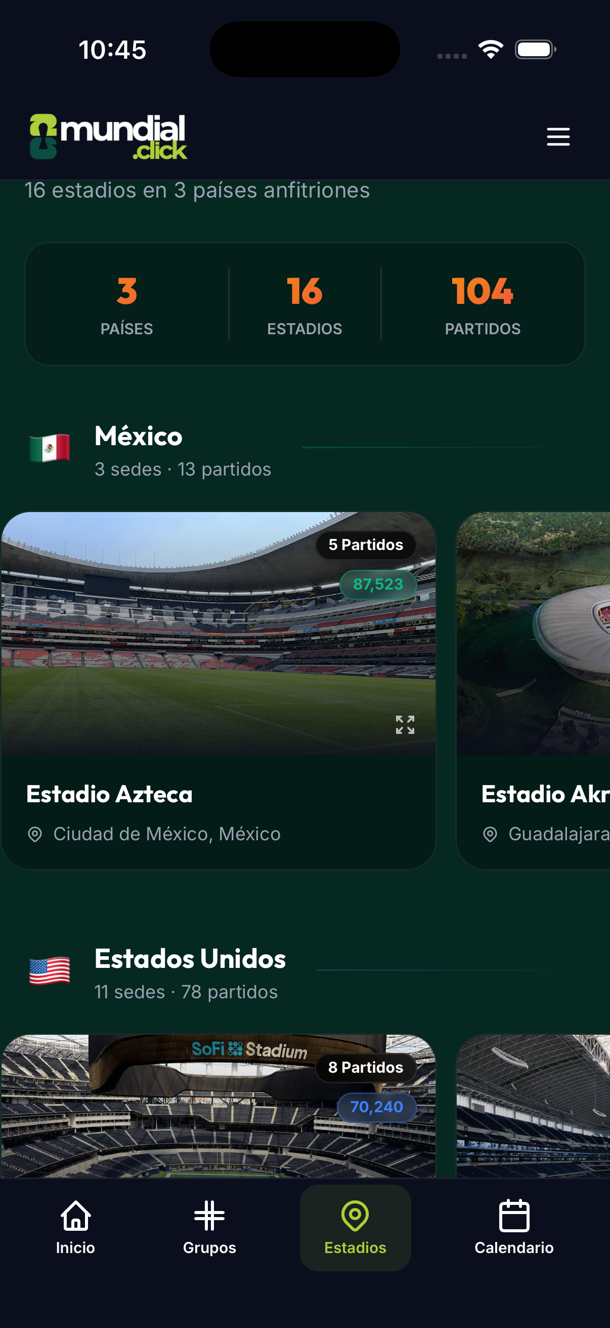 Estadios del Mundial